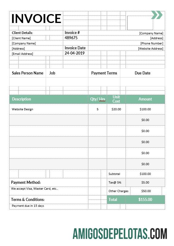imprimível Modelo de fatura de serviços de TI